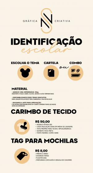 Etiquetas Escolares ADESIVO VINIL IMPERMEÁVEL    CORTE ELETRÔNICO 